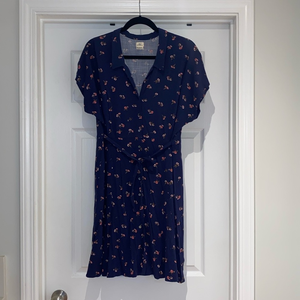 Button down front dress with floral pattern